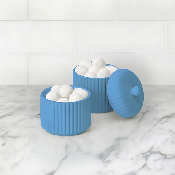 MAINSTAYS By Becky G. & Alejandra Blue 3-Piece Stacked Bathroom Canisters - Picture 6 of 7